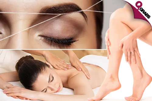 For QR99 Enjoy a Pampering Package with Swedish Massage, Hair Mask, Blow Dry, Full Arms & Legs Wax and an Upper Lip & Eyebrow Threading! (QR775 Value)